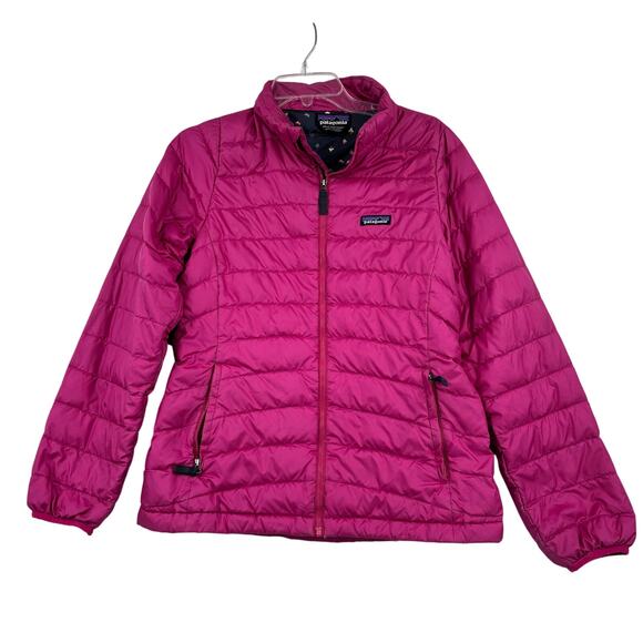 Patagonia Down Puffer Jacket Big Girls Size XXL 16-18 Fuchsia Pink Quilted FLAWS - Picture 1 of 12